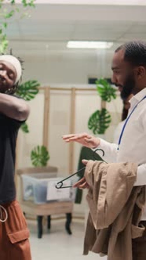 Vertical Video Customers Shop in Stylish Clothing Store