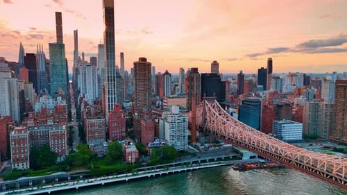 Approaching the beginning of the Queensboro Bridge in Manhattan, New York, USA.