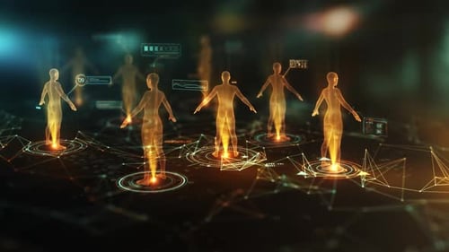 Digitaler Scan des menschlichen Körpers mit Datenanalyse und futuristischer Technologie