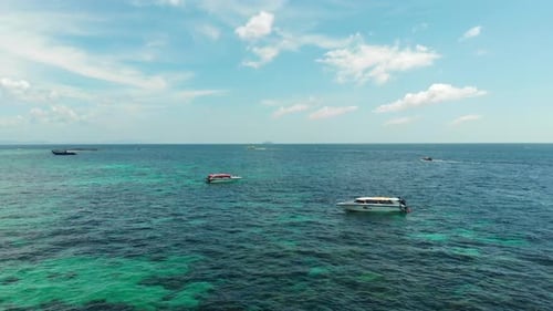 Boats Seascape Turquoise Water Phi Phi Islands Tour Aerial View Sky Waves