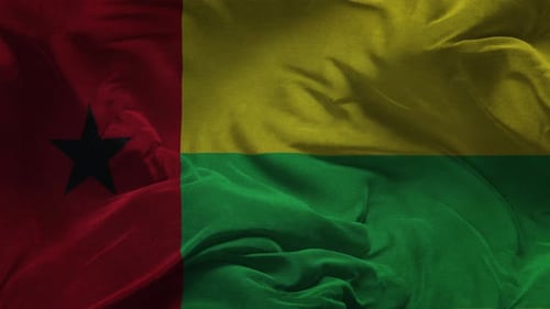Textured Waving Flag of Guinea-Bissau Motion Background