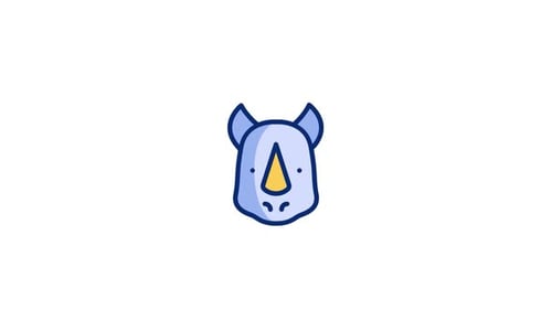 Animated Flat Design Rhino Head Icon