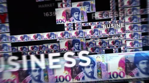 Georgia Lari money banknotes seamless loop flight