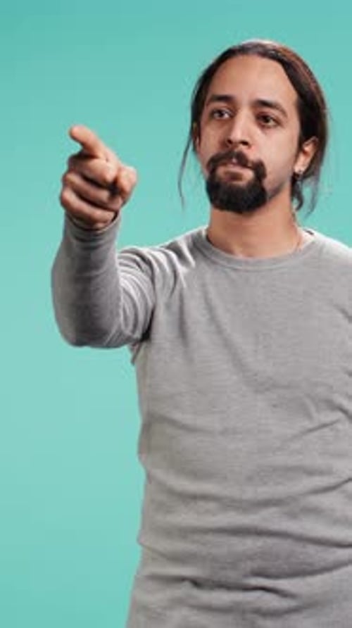Vertical Video Angry Man Fighting with Friend Over Debacle Pointing Finger
