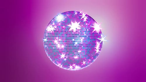 Rotating Disco Ball with Sparkles and Color Changing Background