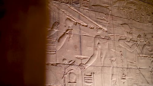 Details of hieroglyphs inside the temple of Philae, Aswan, Egypt.