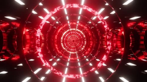 Rotated Red Circle Vj Seamless Loop With White Stripes Background