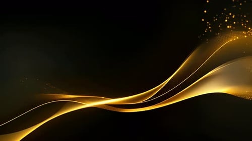 Elegant Golden Wavy Lines and Shimmering Particles Background