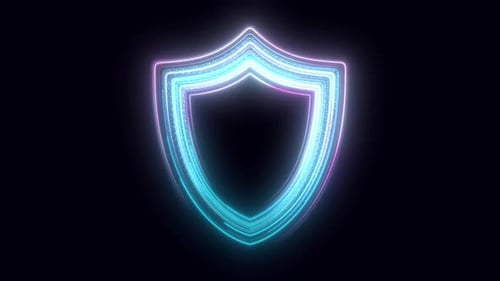 Animated Neon Glowing Shield Icon Loop
