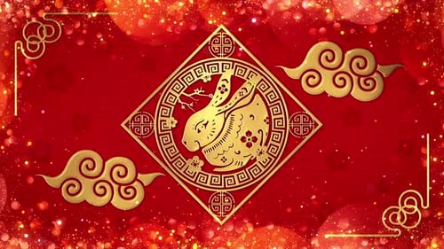 Animated Golden Rabbit for Lunar New Year Celebration Background