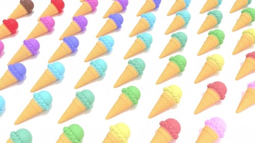 Seamless Looping Pattern of Colorful Ice Cream Cones