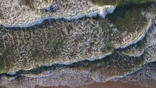 Coastline with Sea Waves and Sand Beach Top View