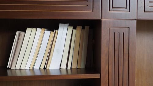 A Lot of Books are on the Shelf in a Public Library or Bookstore