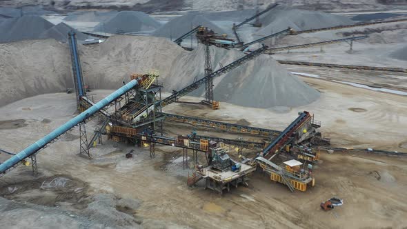 Aerial view of open cast mining equipment, Industrial Stock Footage ft ...