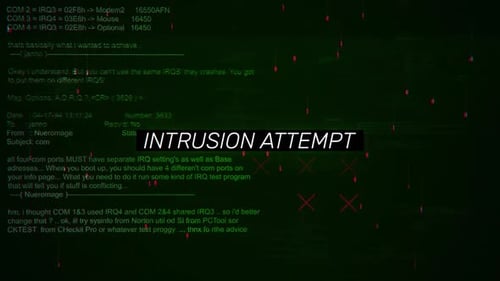 Intrusion Attempt Text On Hacking Background Screen
