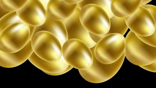 Golden Abstract Egg Shapes Falling Loop Background