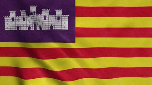 Realistic Ibiza Flag Waving in the Wind, Seamless Loop