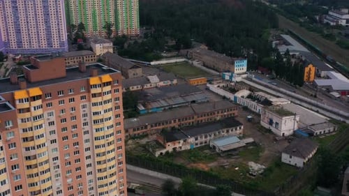 Top View Old Residential Area Buildings in Eastern Europe