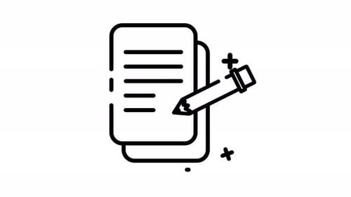 Pencil signing a contract icon line art with signature