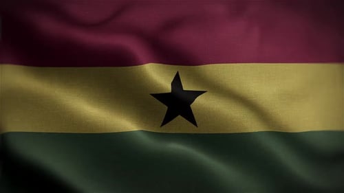 Ghana National Flag Seamlessly Waving Animation Loop
