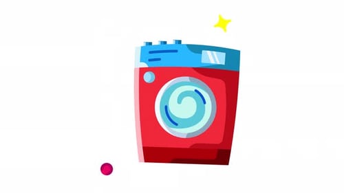 Animated Washing Machine Spinning Drum with Sparkle Effect