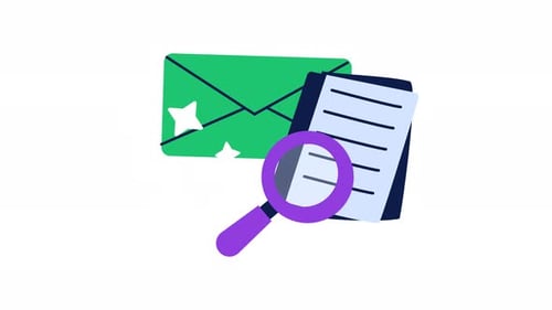 Animated Flat Design Icon of Document and Email Search