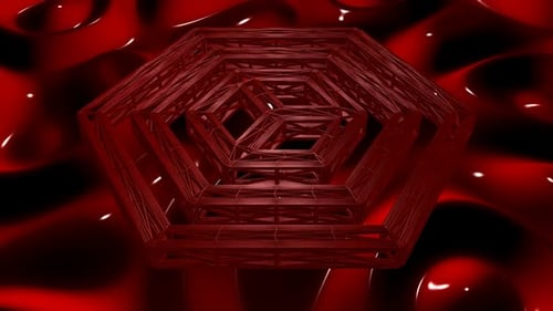 Fond rouge avec forme et plasma, design unique, exclusif, réflexion, rendu 3D