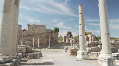 Scenic colonnade of the palaestra in Perge (Perga), Turkey