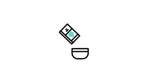 Animated Flat Design Icon of Box Pouring into Bowl
