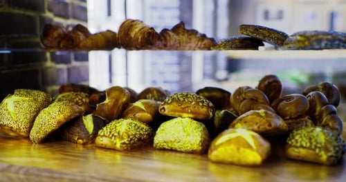 Freshly Baked Treats Displayed at a Cozy Bakery in the Afternoon Sun