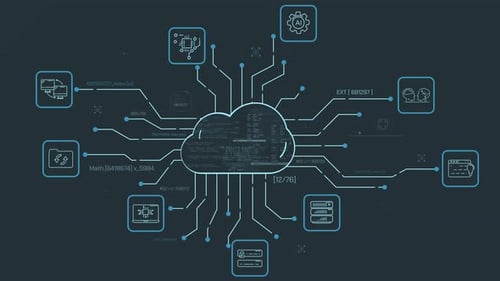 Modern Digital Cloud Network Connection Infographic Animation