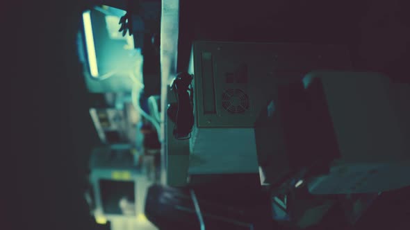 Vertical of Old Computers From the 80s in an Abandoned Computing Center ...