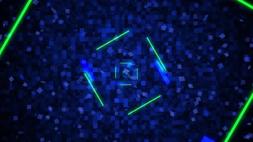 Square Blue Green Tunnel Background