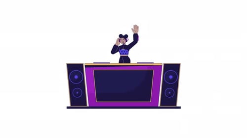 Afroamerikanischer DJ spielt Musical-Cartoon-Animation