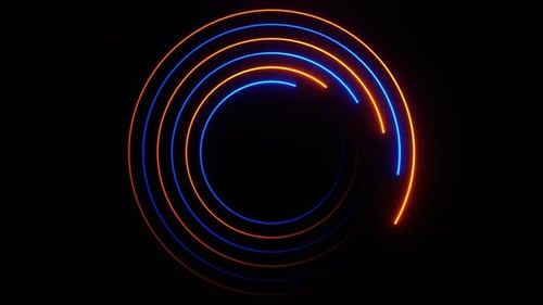 Orange And Blue Seamless Neon Circles Background Vj Loop In 4K