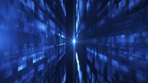 Digitaler Cyberspace mit Partikeln und Technologie, digitalen Datennetzwerkverbindungen. Abstrakte Szene