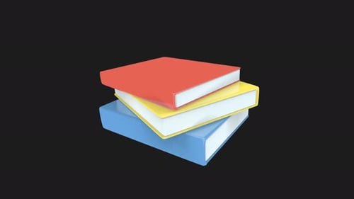 Colorful 3D Stack of Books Rotating Animation