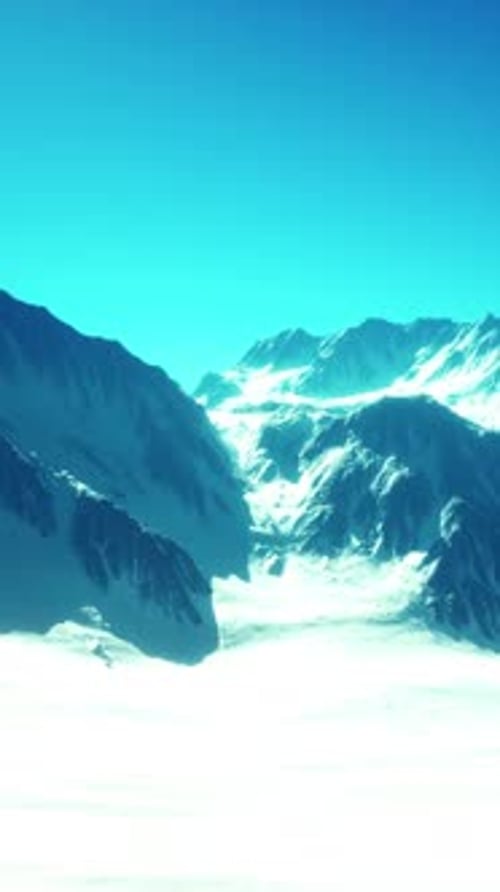 High Mountains Under Snow in the Winter