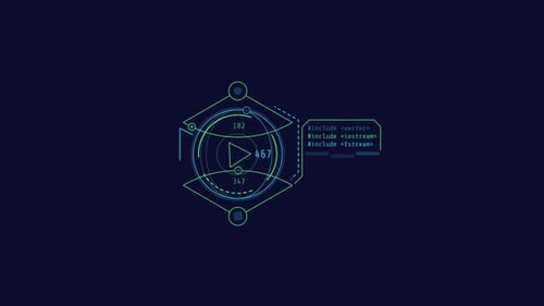 Animation en boucle d'une sphère dans un élément HUD en losange