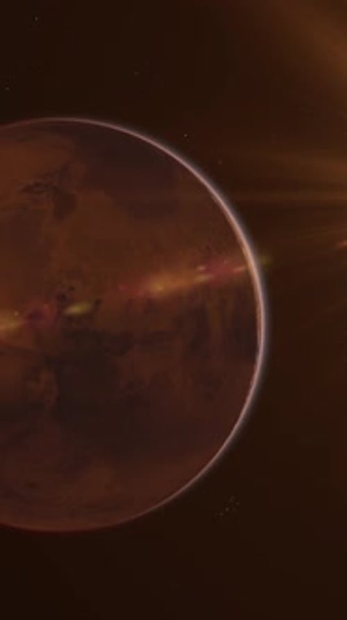 Planeta de Marte girando no planeta em órbita do espaço sideral