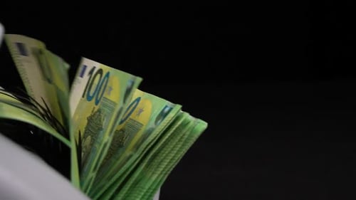 Money Counter Counting One Hundred Euro Bills
