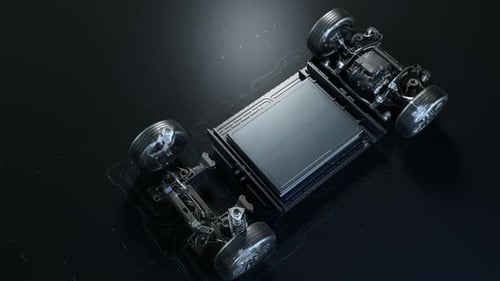 Electric vehicle chassis with high capacity battery pack.