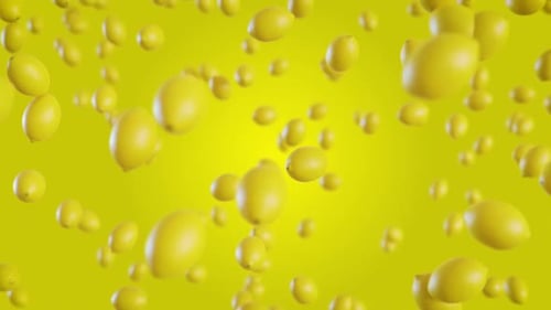 Many Fresh Lemons Falling Smoothly in Slow Motion