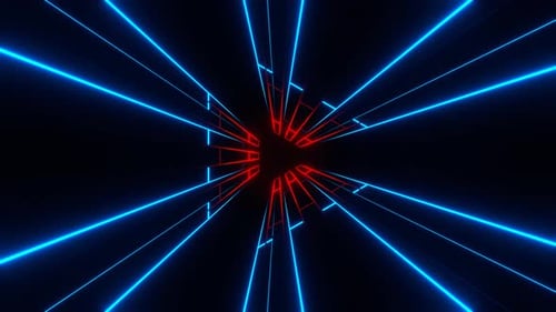 Red And Blue Neon Light In Triangular Frame Background Vj Loop In 4K