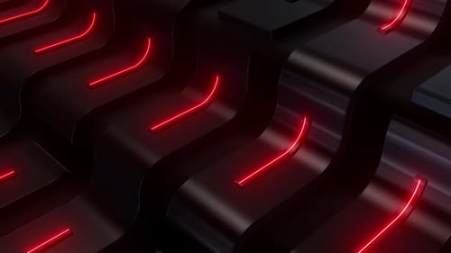 Abstract Wavy Lines with Glowing Red Neon Effect Background