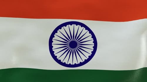 Indian Flag Waving Loop with Realistic Fabric Texture