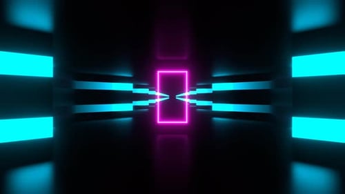 Cyan And Pink Simple Infinity Sci Fi Neon Tunnel Background Vj Loop I 4K