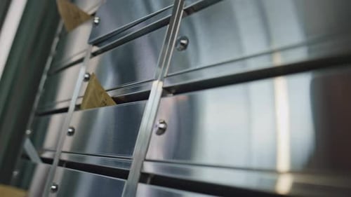 Mailman Hand Put Letters Into Silver Containers Closeup Worker Delivering Post