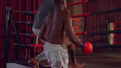 Boxer Enters the Ring With Trainer