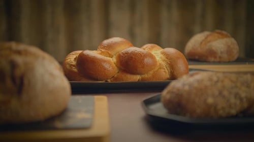 Bakery Concept of Homemade Breads Loaf Pastry Food Background